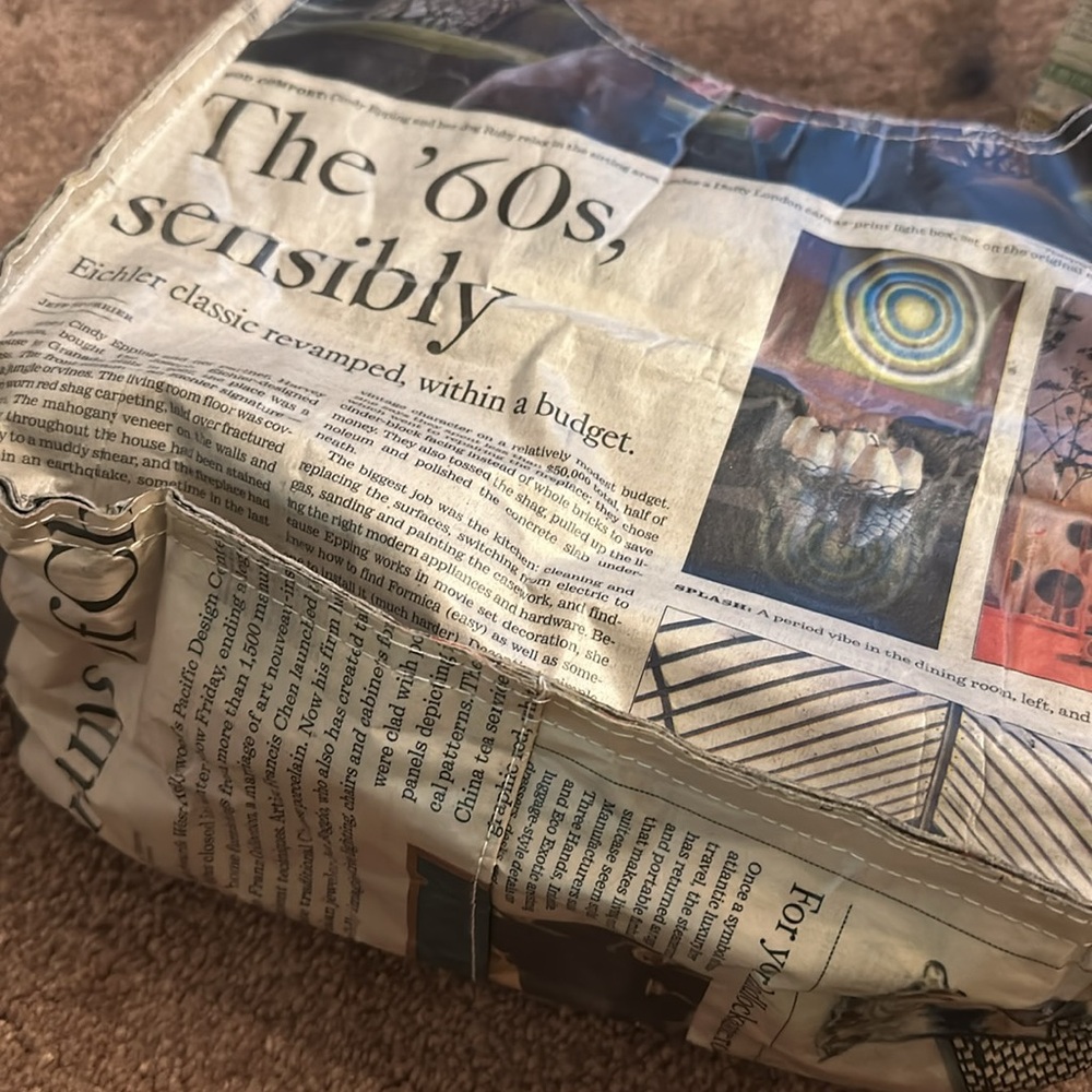 Recycled newspaper custom made handbag! - Picture 2 of 8